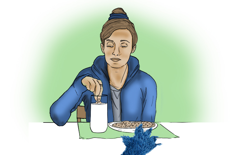 Picture of a girl eating and drinking to depict nutrition